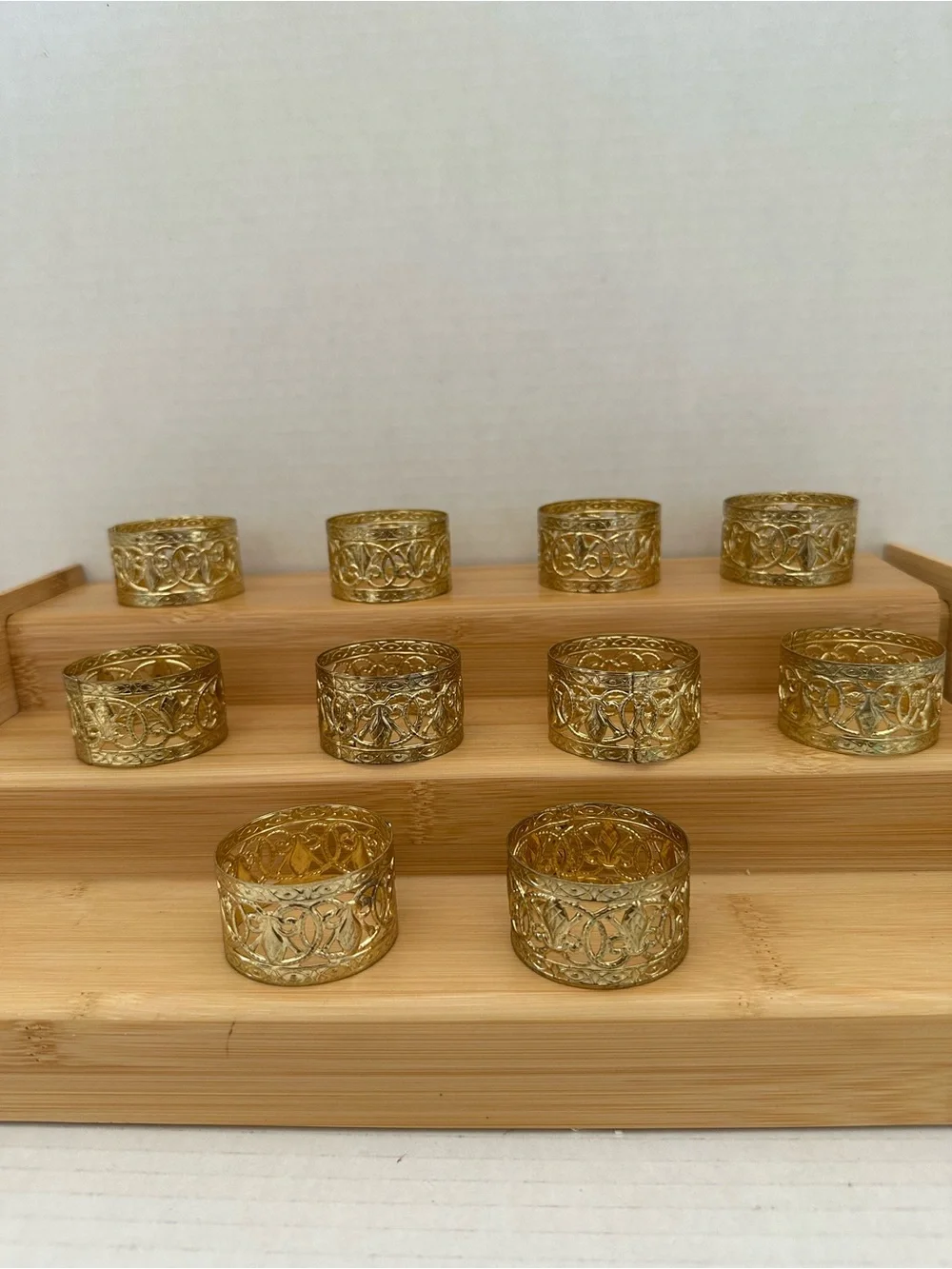 Vintage Fleur De Lis Gold Filigree Napkin Rings - Set of 10 #4